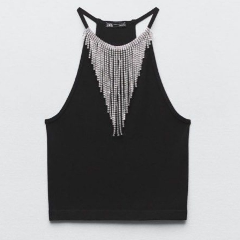 Zara Rhinestone Haltertop NWT